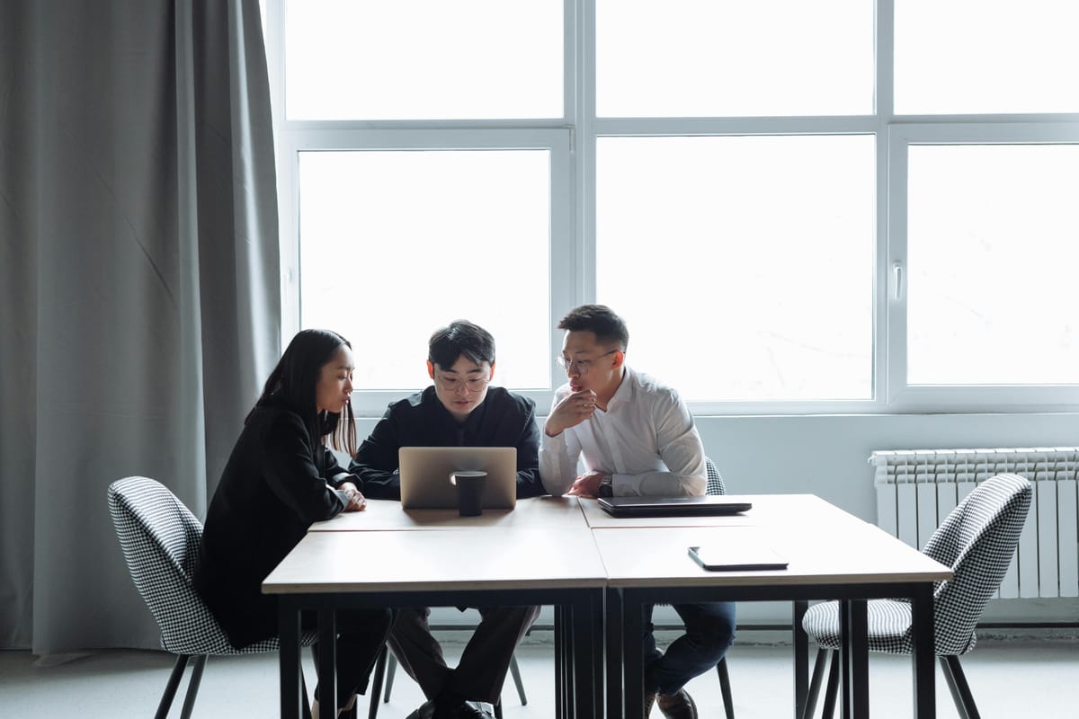 Group meeting in office.
