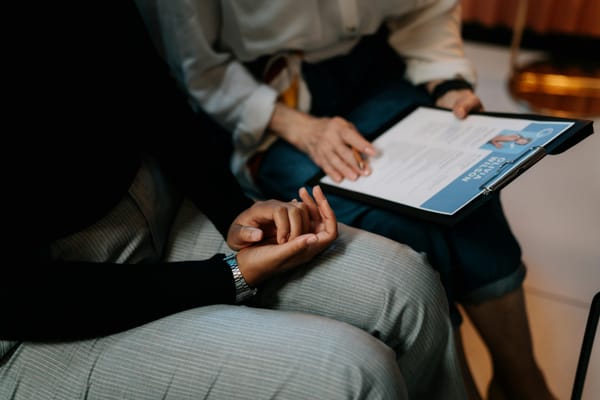 Person going through an in-person interview.